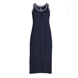 Sleeveless Sleep Knit Lounger Navy Blue Pajama Dress